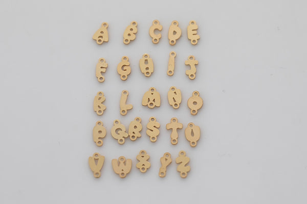Bubble Letter Connectors 14K Gold Filled Made in USA - 8mm Alphabet Connector for Bracelet - Initial Charm Disk Permanent Jewelry Supplies