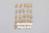 Bubble Letter Connectors 14K Gold Filled Made in USA - 8mm Alphabet Connector for Bracelet - Initial Charm Disk Permanent Jewelry Supplies