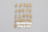Bubble Letter Connectors 14K Gold Filled Made in USA - 8mm Alphabet Connector for Bracelet - Initial Charm Disk Permanent Jewelry Supplies