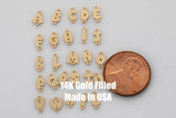 Bubble Letter Connectors 14K Gold Filled Made in USA - 8mm Alphabet Connector for Bracelet - Initial Charm Disk Permanent Jewelry Supplies