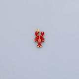 Red Lobster charm enamel Charm 18K Gold Filled Silver Charm Bar Bracelet Necklace Charms Minimalist for DIY Jewelry Making Supply Pave CZ