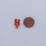Red Lobster charm enamel Charm 18K Gold Filled Silver Charm Bar Bracelet Necklace Charms Minimalist for DIY Jewelry Making Supply Pave CZ