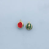 Watermelon fruit Charm 18K Gold Filled Silver Charm Bar Bracelet Necklace Charms Minimalist for DIY Jewelry Making Supply Pave CZ