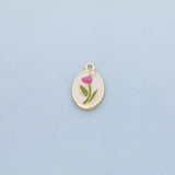 Rose flower Charm 18K Gold Filled Silver Charm Bar Bracelet Necklace Charms Minimalist for DIY Jewelry Making Supply Pave CZ