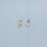 Lightning bolt charm 18K Gold Filled Silver Charm Bar Bracelet Necklace Charms Minimalist DIY Jewelry Making Supply Pave CZ