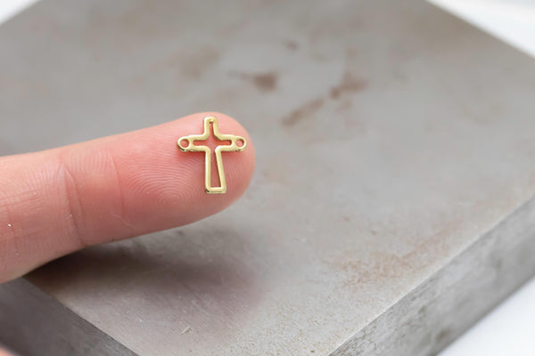 Cross Connector- Permanent Jewelry Connectors- Hand Polished Stainless Steel - Made in the USA PVD Ion Plating