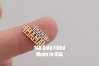 Mama Framed Permanent Jewelry Connector - 14kt gold filled or Sterling Silver - Made in the USA