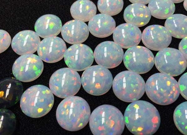 Opal Cabochon, Opal Round Flat Back Cabochons, 2mm-8mm Sizes - Nail Art, Ring Making, Woodworking, Jewelry Making, White Opal, Black Opal