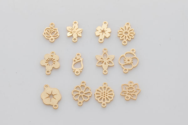 Birth Month Flower Connector - 14Kt Gold Filled Sterling Silver - Flower Connectors - Permanent Jewelry Supply- 1x or 25x pieces- Wholesale