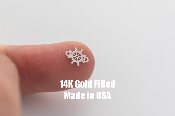 Ship Wheel Naval Marine- 14Kt Gold Filled or Sterling Connectors - For Permanent Jewelry Bracelet, Necklace, Ring - Permanent Jewelry Supply
