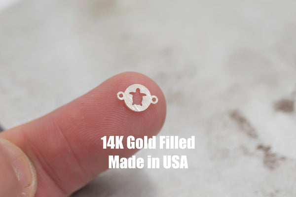 Turtle Disc Permanent Jewelry Connector-6x9mm - 14kt gold filled or Sterling Silver - Made in the USA
