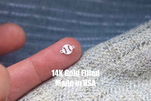 Baseball Disc Permanent Jewelry Connector-6x9mm - 14kt gold filled or Sterling Silver - Made in the USA