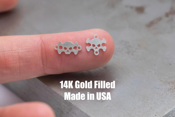 Skull Connector - 14Kt Gold Filled Sterling Silver - Connectors - Permanent Jewelry Supply