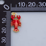 Red Lobster charm enamel Charm 18K Gold Filled Silver Charm Bar Bracelet Necklace Charms Minimalist for DIY Jewelry Making Supply Pave CZ