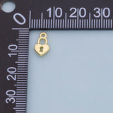Lock Heart Charm 18K Gold Filled Silver Charm Bar Bracelet Necklace Charms Minimalist for DIY Jewelry Making Supply Pave CZ