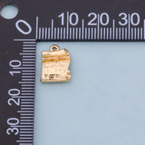 Scroll Charm 18K Gold Filled Silver Charm Bar Bracelet Necklace Charms Minimalist for DIY Jewelry Making Supply Pave CZ