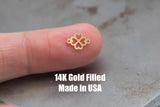 Four leaf Clover Heart Connector Permanent Jewelry Connector 14kt Gold Filled Sterling Silver-Made from Scratch in USA
