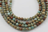 NATURAL AFRICAN OPAL Sea Sediment Jasper Beads smooth round sizes 4mm, 6mm, 8mm, 10mm, 12mm- In Full 15.5 inch Strand- Gemstone Beads