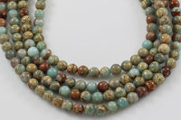 NATURAL AFRICAN OPAL Sea Sediment Jasper Beads smooth round sizes 4mm, 6mm, 8mm, 10mm, 12mm- In Full 15.5 inch Strand- Gemstone Beads