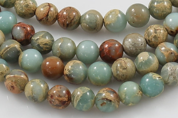 NATURAL AFRICAN OPAL Sea Sediment Jasper Beads smooth round sizes 4mm, 6mm, 8mm, 10mm, 12mm- In Full 15.5 inch Strand- Gemstone Beads