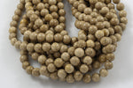 Natural Fossil Coral in Dark Tan, available in smooth round, 4mm, 6mm, 8mm, 10mm, 12mm Smooth Gemstone Beads