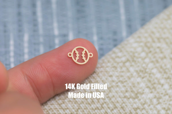 14K Gold Filled Baseball Connector Permanent Jewelry Connectors 14K GF 1420 or 925 Sterling Silver 7mm tall ball connector
