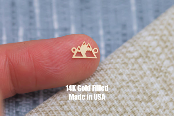 Mountain Ranges, Mountain Peak Permanent Jewelry Connector- Intricate Detail - 14kt gold filled or Sterling Silver - Made in the USA