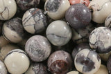 Natural Porcelain Jasper Round 4mm, 6mm, 8mm, 10mm- Full 15.5 Inch Strand Smooth Gemstone Beads