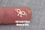 Permanent Jewelry Bow Ribbon Connector 2 sizes- 14kt gold filled or Sterling Silver - Made in the USA - Custom