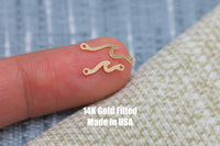 Wave Connector 2 styles - 14Kt Gold Filled or Sterling Silver- Wave Connectors - Bracelet or Necklace - Permanent Jewelry Supply