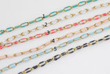 Stainless Steel Elongate Oval Enamel Chain by Yard, pvd Stainless Plating Wholesale bulk Roll Chain Jewelry