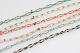 Stainless Steel Elongate Oval Enamel Chain by Yard, PVD Stainless Plating Wholesale bulk Roll Chain Jewelry