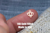 Lotus Leaf Bud Flower Permanent Jewelry Connector or Charm- Intricate Detail - 14kt gold filled or Sterling Silver - Made in the USA