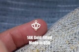 Lotus Leaf Bud Flower Permanent Jewelry Connector or Charm- Intricate Detail - 14kt gold filled or Sterling Silver - Made in the USA