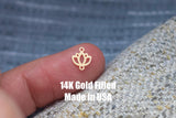 Lotus Leaf Bud Flower Permanent Jewelry Connector or Charm- Intricate Detail - 14kt gold filled or Sterling Silver - Made in the USA