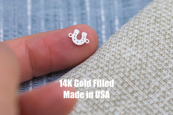 Horse Shoe Side Loop Chubby Permanent Jewelry Connector - 14kt gold filled or Sterling Silver - Made in the USA