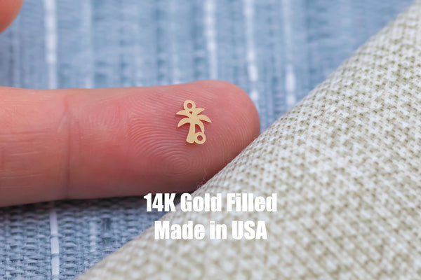 Palm Tree Jewelry Connector - 14kt gold filled or Sterling Silver - Made in the USA