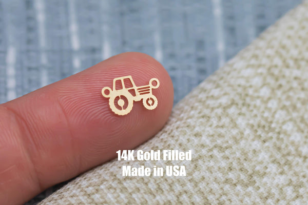 Tractor Truck Permanent Jewelry Connector or Charm- Intricate Detail - 14kt gold filled or Sterling Silver - Made in the USA - Custom