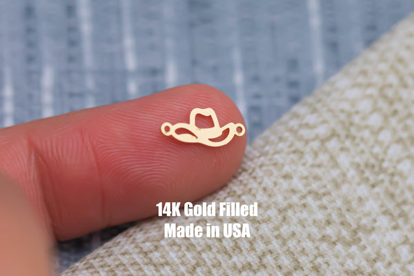 Cowboy Hat Permanent Jewelry Connector - 14kt gold filled or Sterling Silver - Made in the USA