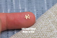 Set of 2 Gold Filled Puzzle Autism connector - sterling silver 14k gold filled permanent jewelry word connectors charm, pendant, 4mm tall