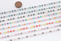 Dainty Multi color Enamel Rolo Cable Paperclip Chain by Yard, Link Cable Thick Elongate Chain, Wholesale bulk Roll Chain Jewelry