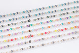 Dainty Multi color Enamel Rolo Cable Paperclip Chain by Yard, Link Cable Thick Elongate Chain, Wholesale bulk Roll Chain Jewelry