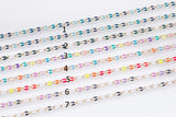 Dainty Multi color Enamel Rolo Cable Paperclip Chain by Yard, Link Cable Thick Elongate Chain, Wholesale bulk Roll Chain Jewelry