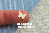 gold filled Butterfly Diagonal - sterling silver or gold filled- permanent jewelry word connectors- charm, pendant,