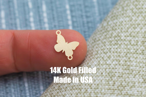 gold filled Butterfly Diagonal - sterling silver or gold filled- permanent jewelry word connectors- charm, pendant,