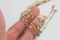 PVD Stainless Steel Enamel Chain for Permanent Jewelry by Yard, PVD Stainless Plating Wholesale bulk Roll Chain Jewelry