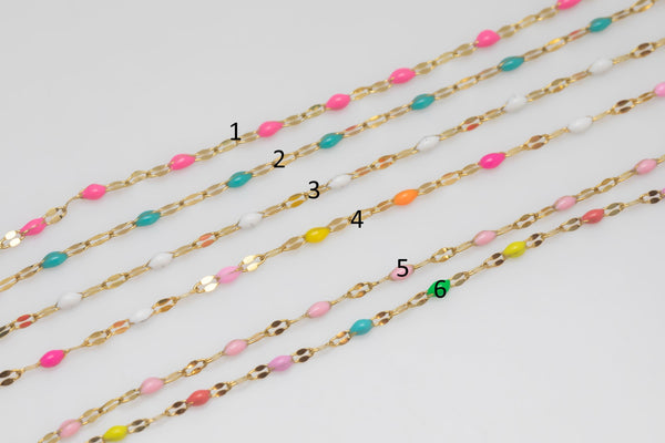 PVD Stainless Steel Enamel Chain for Permanent Jewelry by Yard, PVD Stainless Plating Wholesale bulk Roll Chain Jewelry