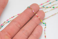 PVD Stainless Steel Enamel Chain for Permanent Jewelry by Yard, PVD Stainless Plating Wholesale bulk Roll Chain Jewelry