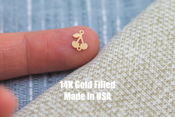 Cherry Permanent Jewelry Connector or Charm - Cherries Intricate Detail - 14kt gold filled or Sterling Silver - Made in the USA - Custom