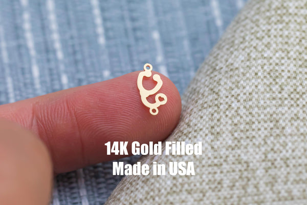 Stethoscope Connector 14K Gold Filled Sterling Silver - Medical Nurse Doctor Hospital Connectors Permanent Jewelry Supply